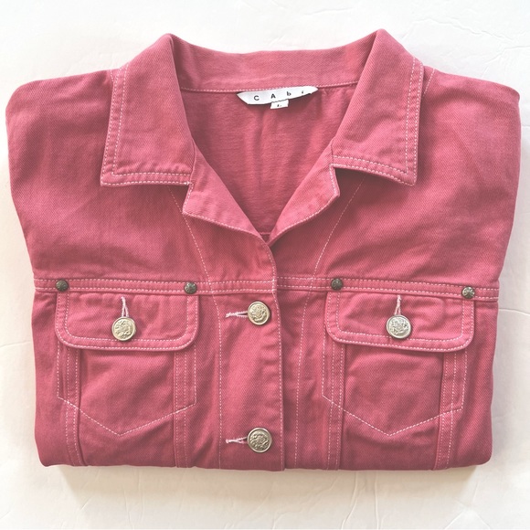 CAbi Watermelon Pink Button Front Pocket Jacket Size Large - Picture 4 of 10
